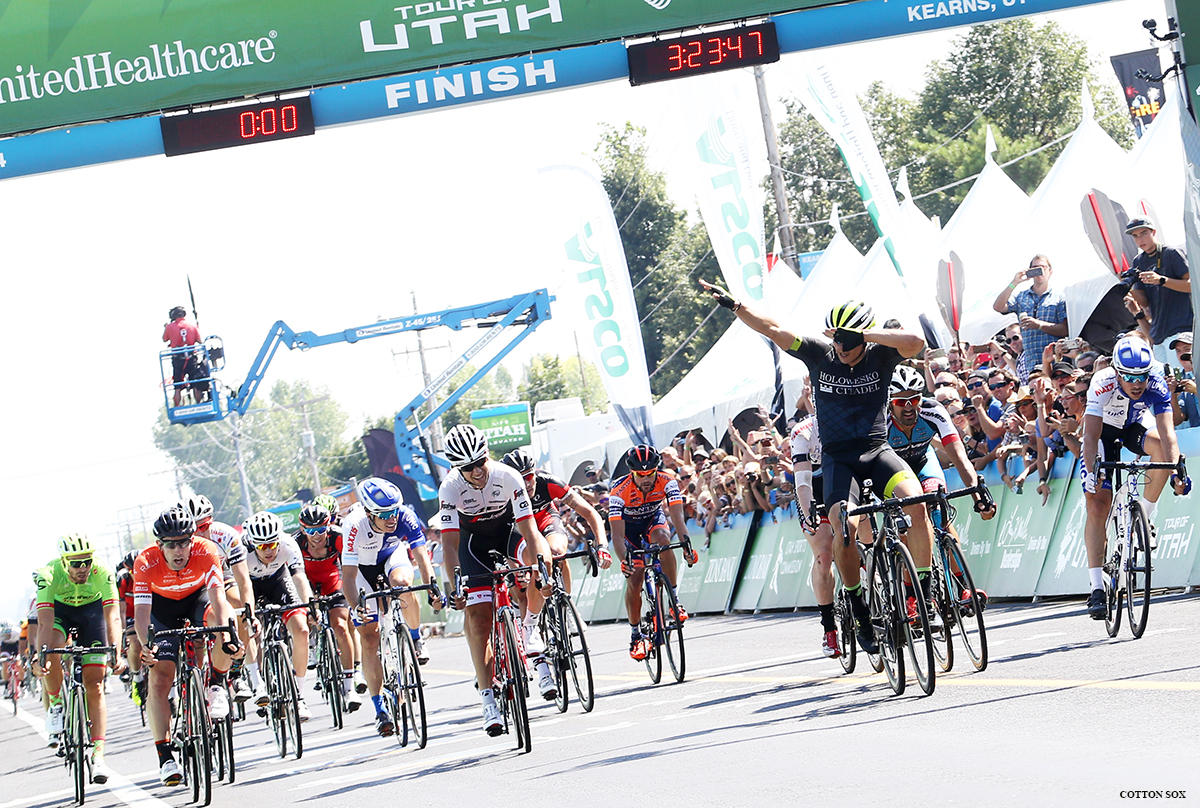 Travis McCabe takes the win. Stage 4 of the 2016 Tour of Utah. Photo: Catherine Fegan-Kim, cottonsoxphotography.com