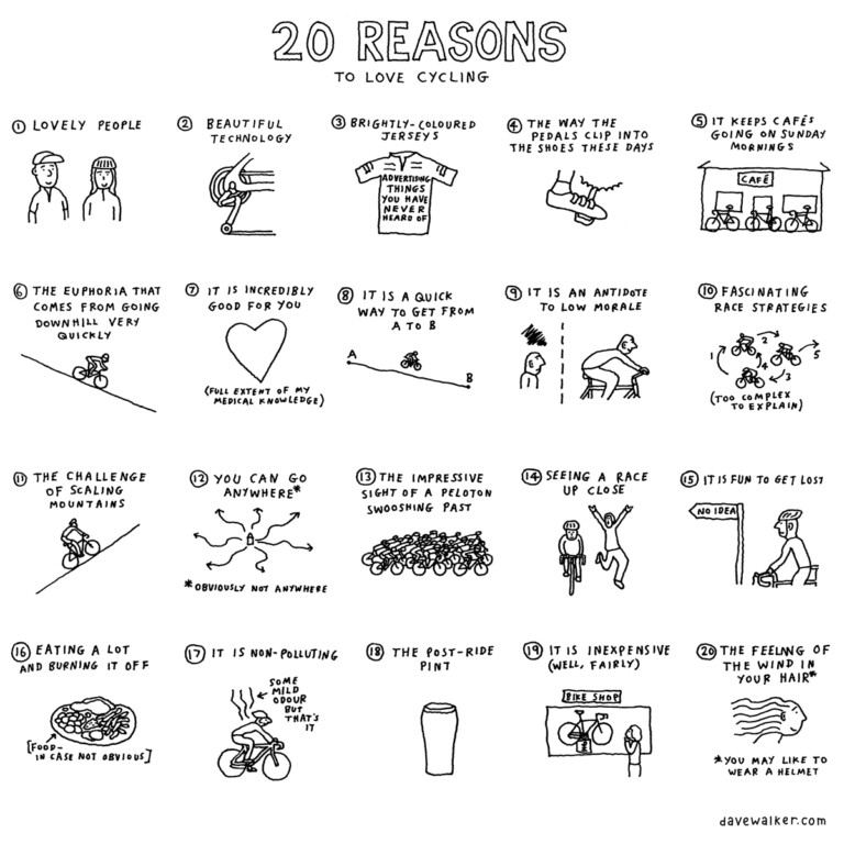 Dave Walker’s Cycling Cartoons: 20 Reasons