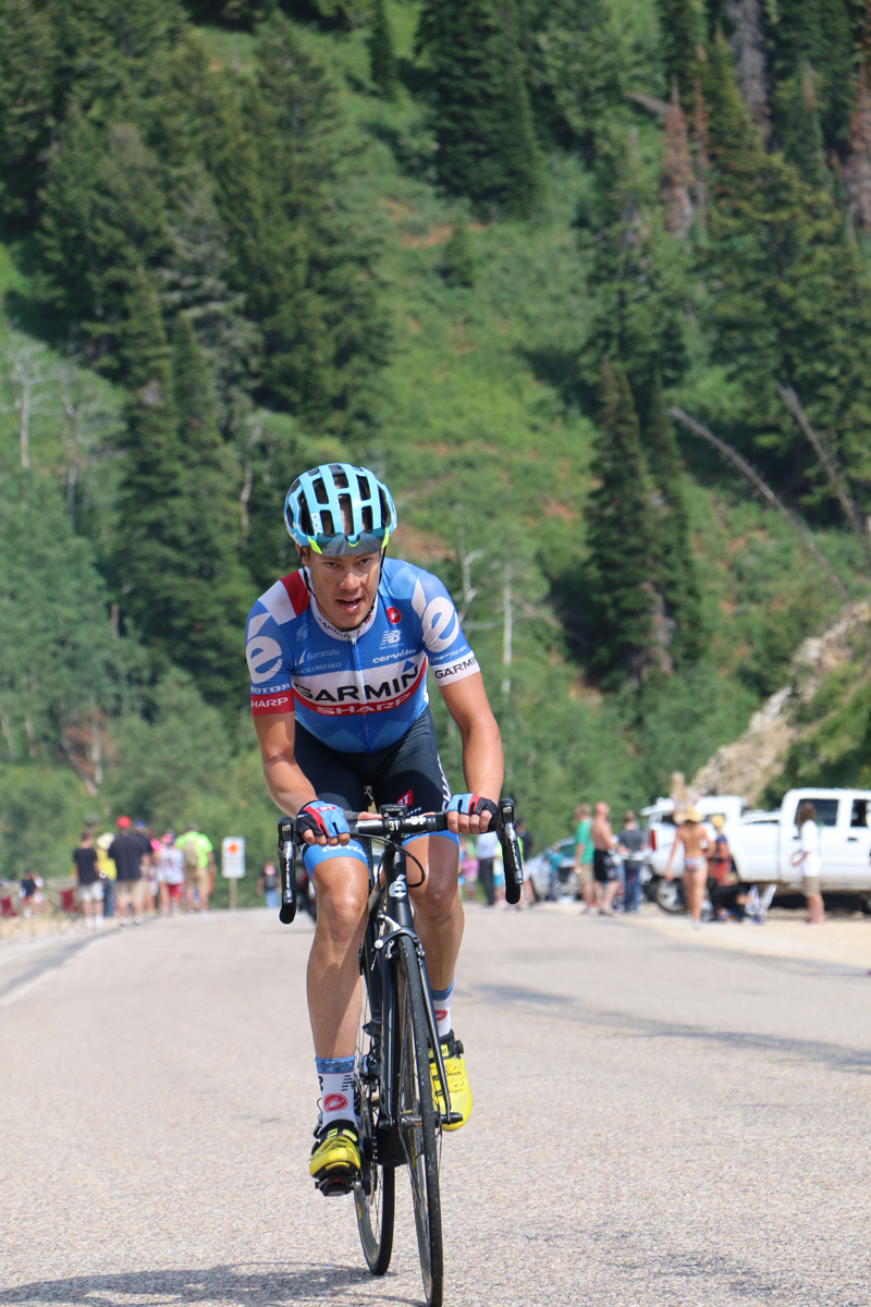 Tom Danielson pulled away on the 14% gradient (average) Powder