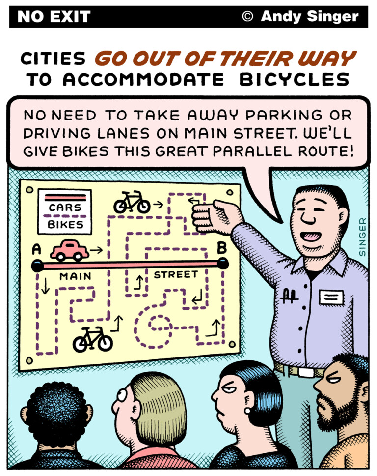 No Exit Bike Cartoon: Parallel Bike Route